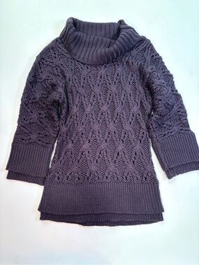 Vivienne Tam Plum Cable-Knit Turtleneck Sweater